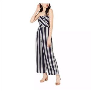 Planet Gold Strapless Striped Jumpsuit Size Small